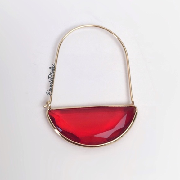 ✨3for$38 New Red Anthro Glass Crescent Hoop Earrings -Glass Dangle Earring Hoops - Picture 7 of 16